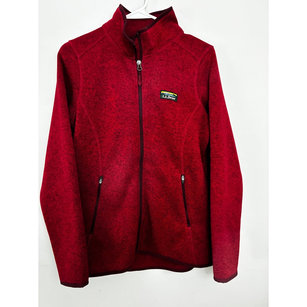 L.L. Bean Sweater Fleece Full-Zip Jacket Womens Small Red Heathered 504888